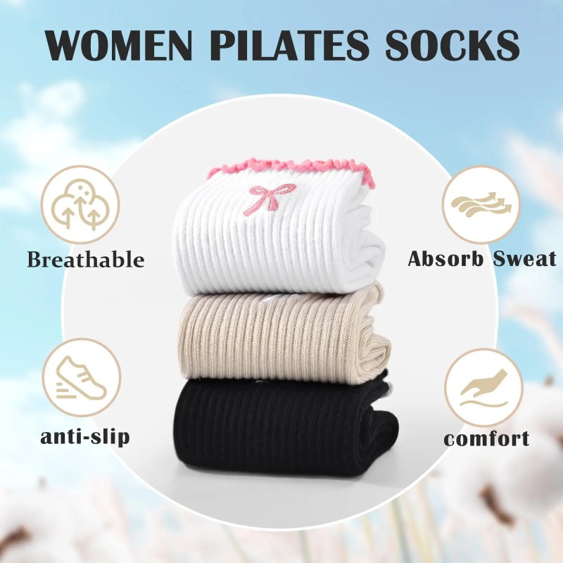 Pilates Yoga Fitness - Profesjonalne skarpety do jogi, bawełniane, z